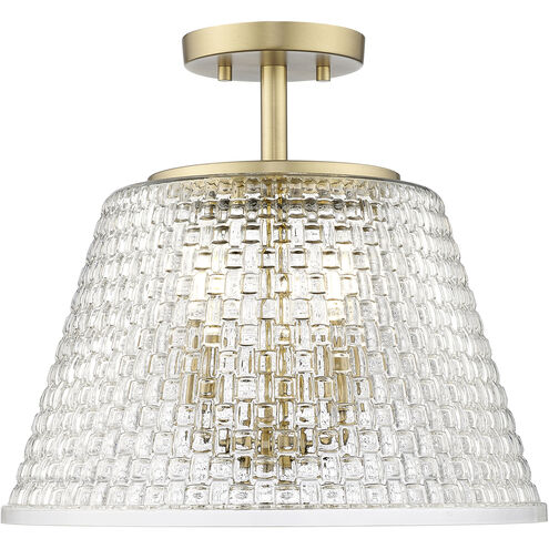 Saben 3 Light 15 inch Vintage Brass Indoor Semi-Flush Ceiling Light
